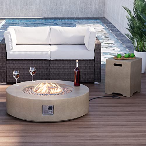 HOMPUS Outdoor Round Propane Fire Pit Table, 41