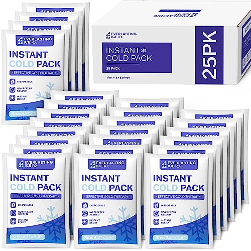 25 Pack - Instant Cold Packs - Instant Ice Packs for Injuries | Disposable Cold Compress Ice Pack for Pain Relief, Swelling, Inflammation, Sprains, Toothache - Cold Pack for Athletes