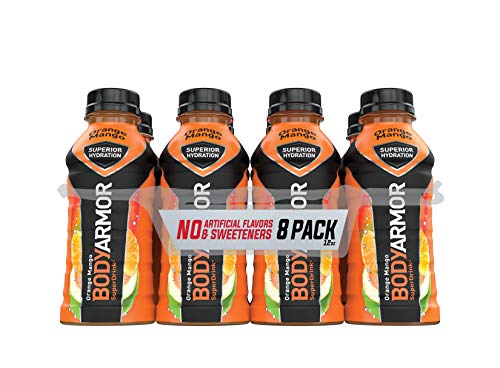 BODYARMOR Sports Drink Sports Beverage, Orange Mango, Coconut Water Hydration, Natural Flavors With Vitamins, Potassium-Packed Electrolytes, Perfect For Athletes, 12 Fl Oz (Pack of 8)