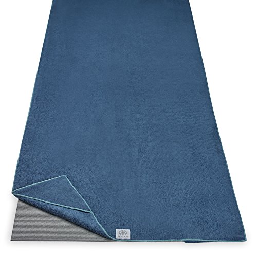 Gaiam Yoga Towel - Mat Sized Active Dry Non Slip Moisture Wicking Sweat Absorbent Microfiber Hot Yoga Towel for Women & Men | Stay-Put Corner Pockets (70