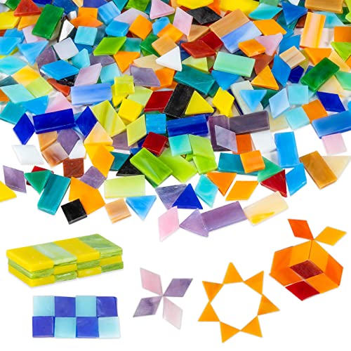 Sukh 570Pcs Mosaic Tiles for Crafts - Mosaic Glass Pieces Mixed Colors and Shapes Stained Glass for Craft Supplies, Tiles Art, DIY Stained Glass,Cfaft Glass, Glass Tiles,Tiny Craft, Mosaic Art