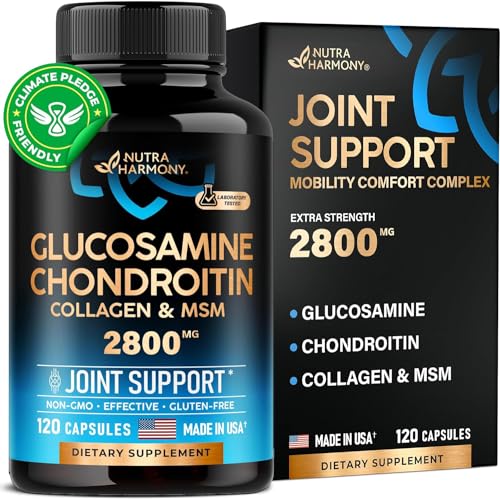 Glucosamine | Chondroitin | MSM | Collagen - 2800 mg Joint Support Supplement - Made in USA - FSA HSA Eligible - Cartilage Health, Mobility & Strength - Flexibility Nutritional Vitamins, 120 Capsules