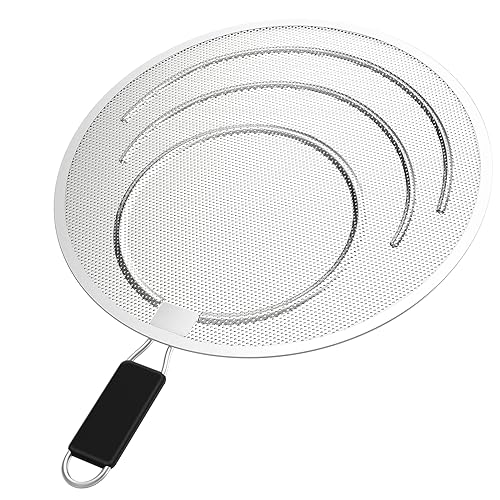 INYOU Splatter Screen for Frying Pan 13.4inch, Stainless Steel Grease Splatter Screen for Cooking Heat Resistant Splatter Guard to Hot Oil Food Safety, Non Stick Oil Splash Guard(Silver)