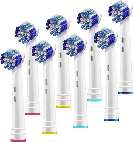 Replacement Brush Heads Compatible with OralB Braun- Pack of 8 Professional Electric Toothbrush Heads- Precision Refills for Oral-b 7000, Clean, Oral B Pro 1000, 9600, 500, 3000, 8000, Vitality Plus!