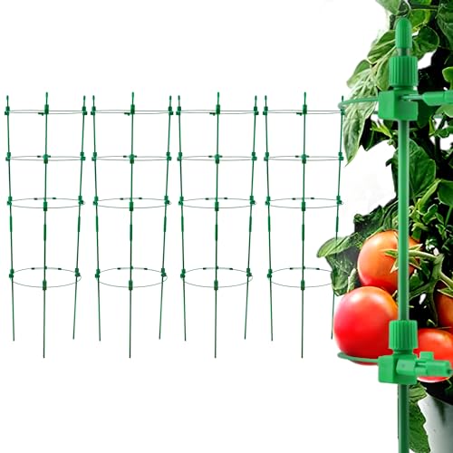 Sinimaka Upgrade Tomato Cage for Garden, 36 Inches 4 Pack Adjustable Tomato Plant Support Cages, Tomato Stakes Trellis for Vegetables, Flowers, Fruit, Rose Vine, Climbing Plants