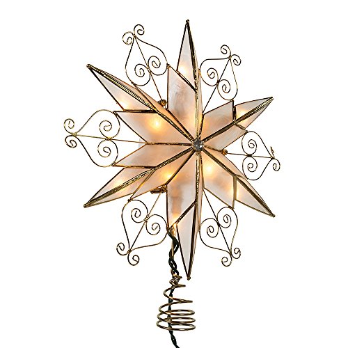 Kurt Adler UL3110 10-Light 6-Point Capiz Star Treetop With Scroll Design