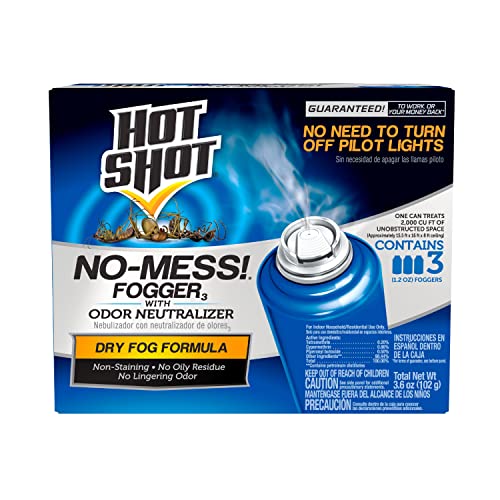 Hot Shot No Mess! Fogger With Odor Neutralizer, Kills Carpenter Ants, Spiders & Fleas, 3 Count, 1.2 Ounce, NULL