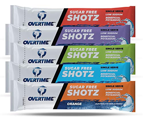 Overtime Electrolyte Replacement Drink Mix - Single Serve Variety Pack - Quantity of 50 (10 of Each Flavor)