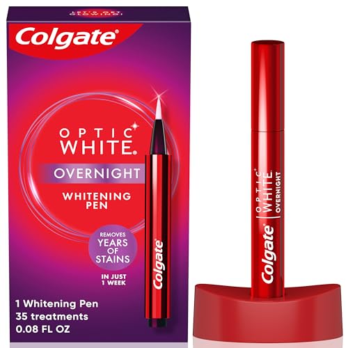 Colgate Optic White Overnight Teeth Whitening Pen, Teeth Stain Remover to Whiten Teeth, 35 Nightly Treatments