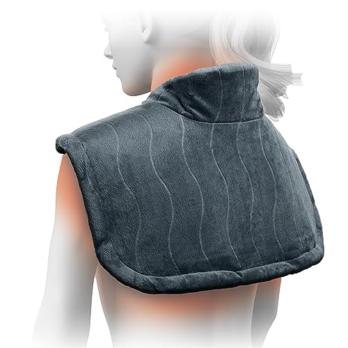 Pure Enrichment® PureRelief™ Pro Far Infrared Neck & Shoulder Heating Pad - Deeper Muscle Relief, 4 Heat Settings, Auto Shut-Off, Universal Fit, Magnetic Closure, Dry/Moist Heat, Machine Washable