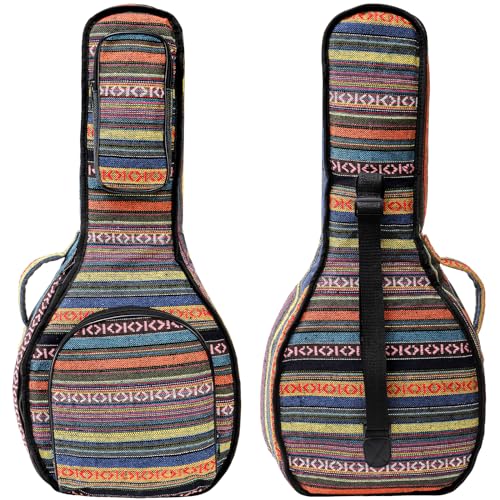 Tosnail Soft A & F Style Mandolin Gig Bag with 10mm Padding, Carry Handle and Shoulder Strap, Vintage Musical Storage Bag - Bohemian Style