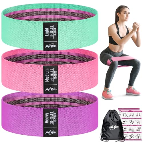 WALITO Resistance Bands for Legs and Butt, Fabric Exercise Loop Bands Yoga, Pilates, Rehab, Fitness and Home Workout, Strength Bands for Booty