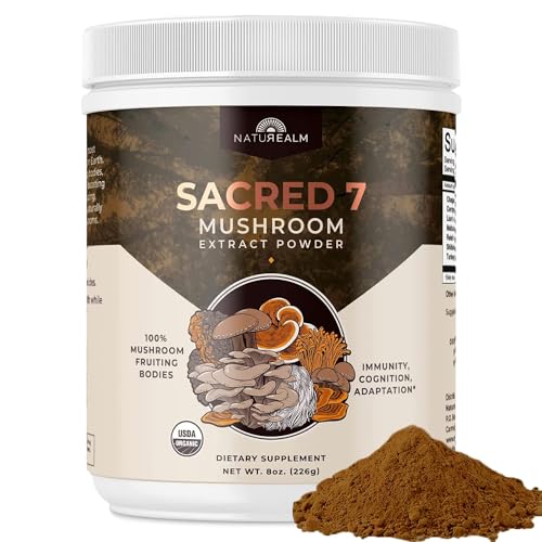 Naturealm Sacred 7 Mushroom Extract Powder - USDA Organic - Lion