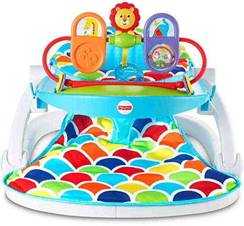 Fisher-Price Baby Portable Baby Chair,Deluxe Sit-Me-Up Floor Seat with Removable Toys and Snack Tray,Happy Hills