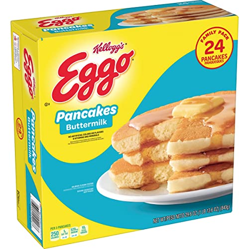 Eggo Frozen Pancakes, Frozen Breakfast, Kids Snacks, Family Pack, Buttermilk, 29.6oz Box (24 Pancakes)