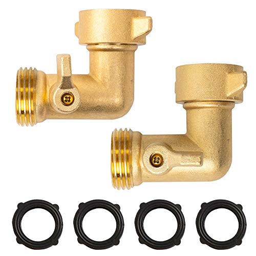 Xiny Tool 90 Degree Garden Hose Adapter with Shut Off Valves, 3/4