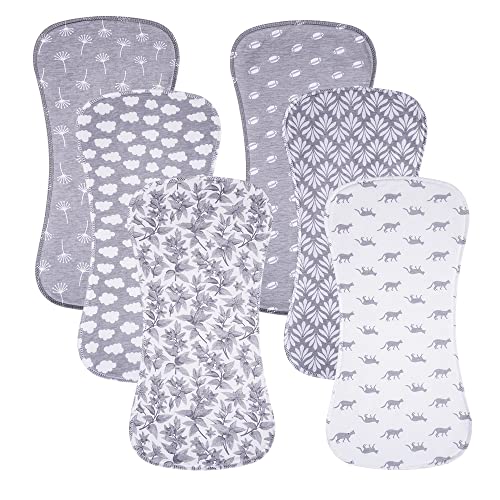 Gelisite 6 Pack Cotton Baby Burp Cloths Extra Absorbent Soft for Baby Boys and Girls (Grey02)