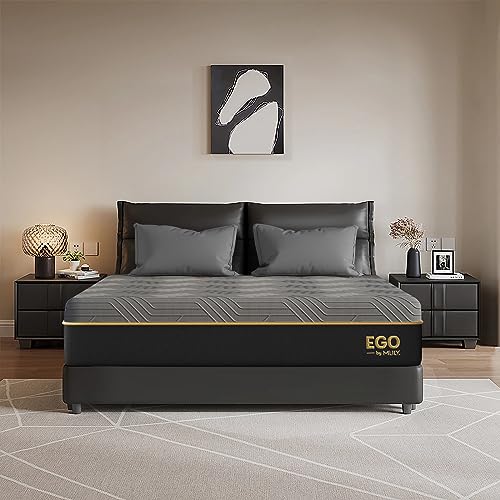 EGOHOME 12 Inch Queen Mattress, Copper Gel Cooling Memory Foam Mattress for Back Pain Relief,Therapeutic Double Matress Bed in a Box, CertiPUR-US Certified, 60”x80”x12”, Black