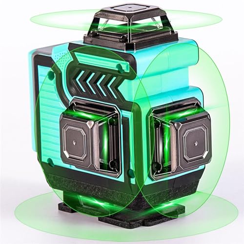 hittaty 4x360° Laser Level Self Leveling 16 Lines Green Beam 4D Cross Professional Line Laser for Construction Tiling Picture Hanging with 2 Batteries, Remote Controller
