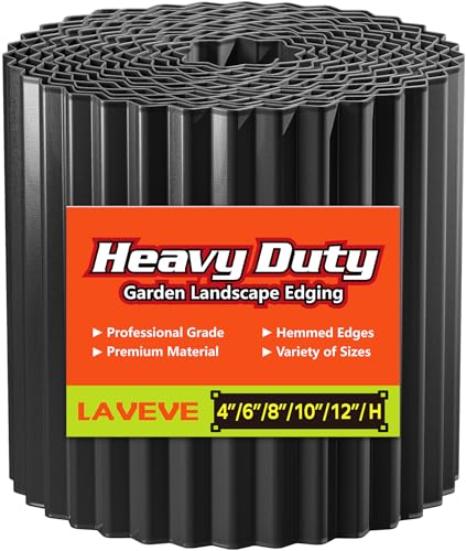 LAVEVE Corrugated Metal Garden Edging - Sturdy Border Perfect for DIY Flower Beds and Landscaping Borders, (Black) (6 Inch x 20FT)