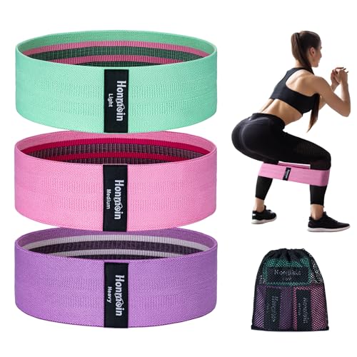 Honmein Resistance Bands for Working Out, 3 Levels Exercise Bands Workout Bands Set for Women Men, Hip Legs Booty Bands for Home Fitness, Gym, Yoga, Pilates