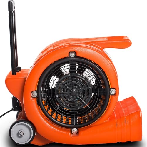 SUNMAX RT900A 3-Speed Air Mover 1.3HP 5000 CFM Powerful Floor Blower Carpet Dryers Janitoral Floor Dryer with Telescopic Handle, Wheels