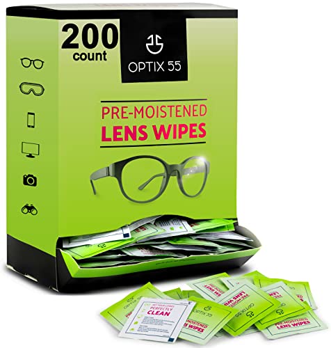 Eyeglass Cleaner Lens Wipes- 200 Pre-Moistened Individual Wrapped Eye Glasses Cleaning Wipes | Glasses Cleaner Safely Cleans Glasses, Sunglasses, Phone Screen, Electronics & Camera Lense| Streak-Free