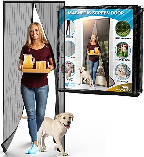 The Original Easy Install Magnetic Screen Door, Self-Closing, Pet Friendly Walk Through Door Screen Magnetic Closure (38