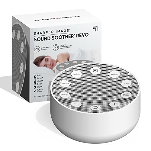 Sharper Image White Noise Sound Machine, 6 Soothing Nature Soundscapes for Baby Kids Adults, Portable Relaxation Therapy Device, Wellness Meditation & Naps, Peaceful Rest, Travel Sleep Aid, Timer