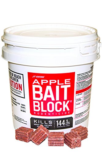 JT Eaton 709-AP Bait Block Anticoagulant Rodenticide, Apple Flavor, for Mice and Rats (9 lb Pail of 144)