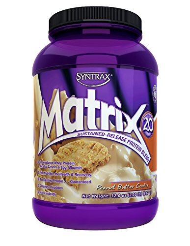 Syntrax Nutrition Matrix, Sustained-Release Protein Blend, Undenatured Micellar Casein & Grass-fed Whey, Real Cookie Pieces, Peanut Butter Cookie, 2 lbs