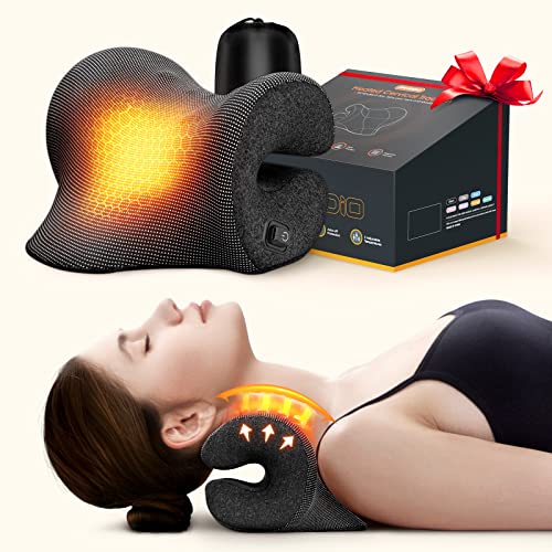 Famedio 3s Heated Neck Stretcher for Pain Relief, Magnetic Therapy Case/Graphene Heating Pad, Cervical Traction Pillow Device No Smell, and Shoulder Relaxer TMJ Migraine Spine Alignment