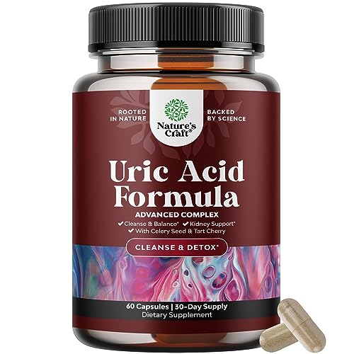 Uric Acid Vitamins for Men and Women – Herbal Full Body Cleanse Joint Support Muscle Recovery and Kidney Support Supplement - Dietary Supplement Pure Tart Cherry Milk Thistle and Bromelain Antioxidant