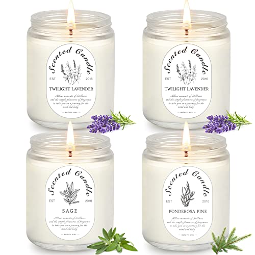 4 Pack Home Scented Lavender Jar Candles, 28 oz 200 Hour Aromatherapy Candles, Long Lasting Candle Gift Set for Women, Perfect for Birthday Gifts