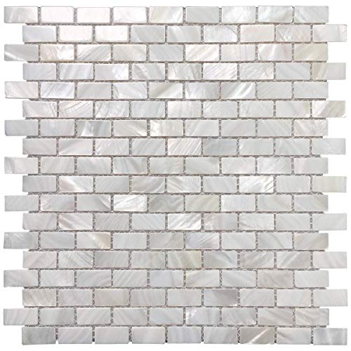 Art3d 10-Piece Mother of Pearl Shell Mosaic Backsplash Tile for Kitchen, Bathroom Walls, Spa Tile, Pool Tile, 12