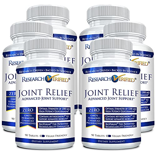 Research Verified Joint Support - 100% Natural Glucosamine, MSM, Turmeric, Boswellia, BioPerine - Vegan - 540 Capsules - 6 Month Supply