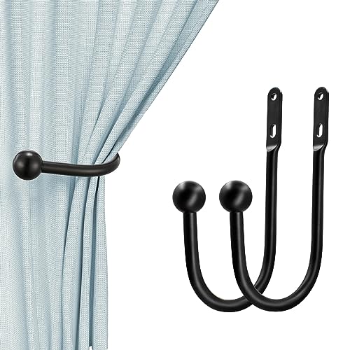 VRSS Curtain Tiebacks Drapery Holdbacks Simple Style (2pcs Black)