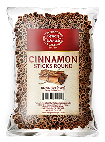 Spicy World Cinnamon Sticks 14 Oz Bag ~100 Sticks - Strong Aroma, Perfect for Baking, Cooking & Beverages - 3+ Inches Length - Cassia Saigon Cinnamon from Vietnam