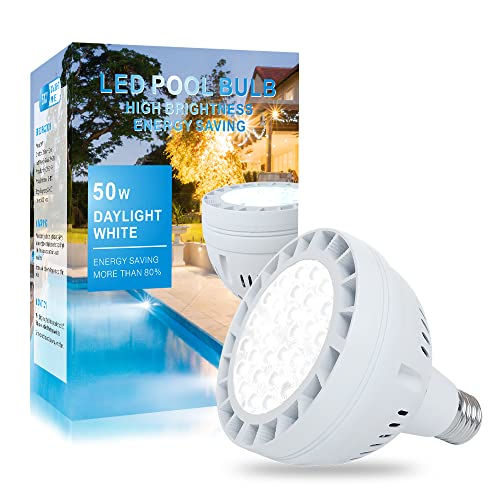 LED Pool Light for Inground Pool, 12V 50W 5000LM Daylight White Swimming Pool LED Light Bulb Replacement for 300~800W Traditional Bulb, Fit in for Pentair and Hayward Pool Light Fixtures