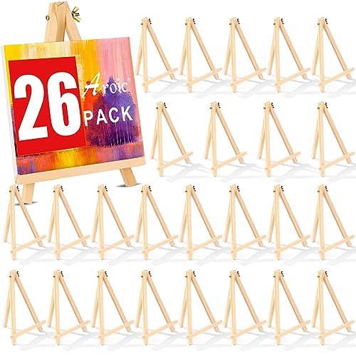 26 Pack 9 Inch Wood Easels, Easel Stand for Painting Canvases, Art, and Crafts, Tripod, Painting Party Easel, Kids Student Tabletop Easels for Painting, Portable Canvas Photo Picture Sign Holder