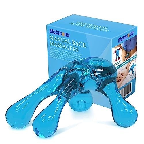 melonsun Palm Massage Tool- Easier Grip Four Point Massage Tool, Handheld Massage Tool for Women and Men- Comfortable Small Massage Tool for Whole Body Relief (Blue)