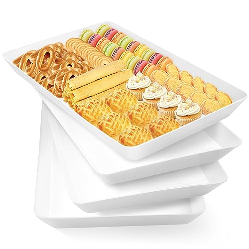 WOWBOX Serving Tray for Entertaining, Happy Christmas Serving Platters for Fruit, Cookies, Dessert, Snacks, Reusable Plastic Trays for Serving Food and Pantry Organization in Kitchen & for Parties