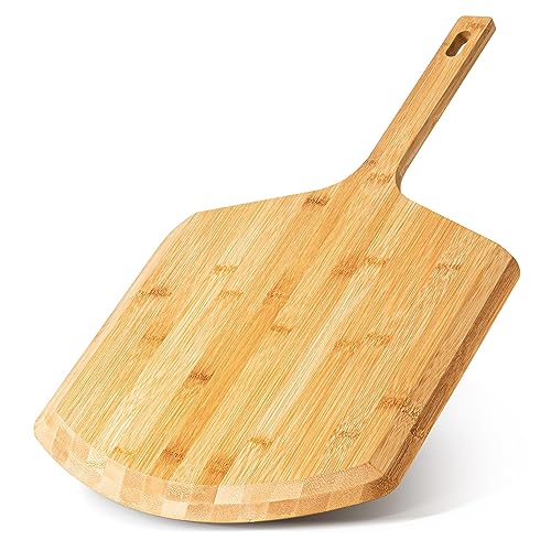 Pizza Peel 16 Inch, Natural Bamboo Pizza Peel Pizza Paddle Spatula Oven Accessory for Large Wood Pizza Board For Transferring & Serving, Wood Pizza Cutting Board for Cheese Bread Fruit Vegetables