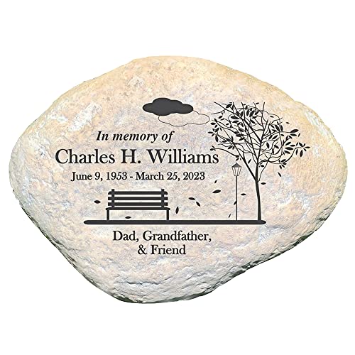 GiftsForYouNow Engraved Empty Bench Personalized Memorial Garden Stone, 11.5 x 8.25 x 2.5 Inches - Weather Resistant Resin, Memorial Gift for Loss of Loved One