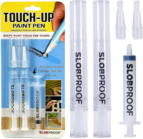 Slobproof Touch Up Paint Pen- Refillable Paint Brush Pens 2 in 1 Pack- Paint Touch Up Pen for Walls, Paint Brush Pen, Paint Touch Up Pen for Wall, Furniture, Kitchen Cabinet, Wood, Floor, Window