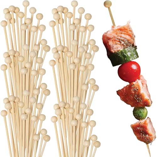 Natural Wooden Bamboo Ball Picks - 4.7