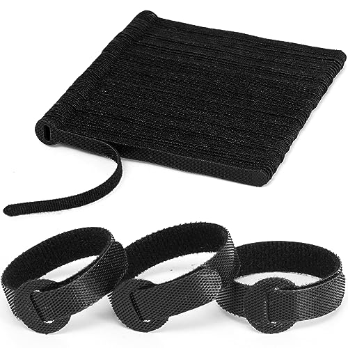 150PCS Reusable Fastener Straps - 6 Inch Cable Management Ties, Adjustable Hook & Loop Organizer Straps for Home, Office and Data Centers (Black)