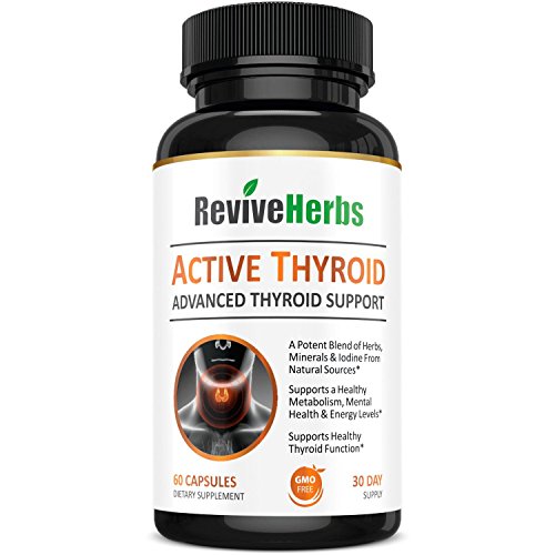 Revive Herbs Premium Thyroid Support with Ashwagandha, Iodine, Selenium, Magnesium, Zinc, Kelp, B12 & More for Hypothyroidism, Weight Loss, Increased Energy & Metabolism 60 Count (Pack of 1), 60