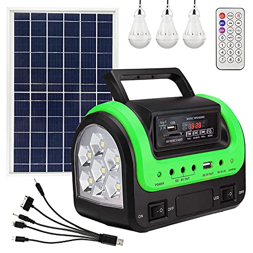 Solar Generator - Portable with Panel, Solar Power Generators Station Flashlight, Emergency Powered for Home Use Camping Hunting Emergency(Green)