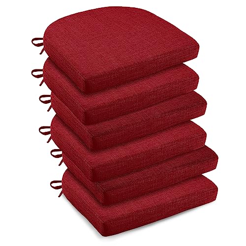 downluxe Indoor Chair Cushions for Dining Chairs, Soft and Comfortable Textured Memory Foam Kitchen Chair Pads with Ties and Non-Slip Backing, 16